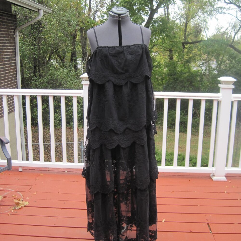 And Now This Black Tiered Lace Maxi Dress NWT size X-Large